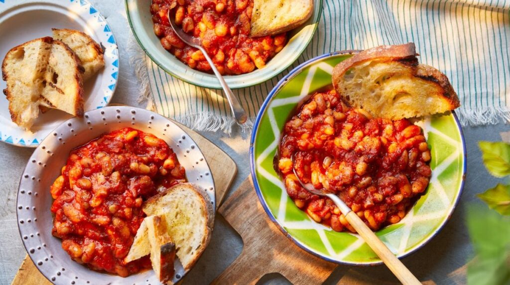 Homemade baked beans with molasses and brown sugar, perfect for vegetarians