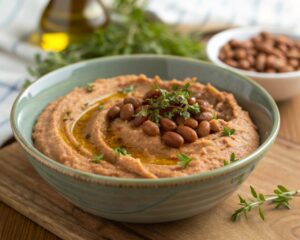 Mashing baked beans to thicken the sauce naturally