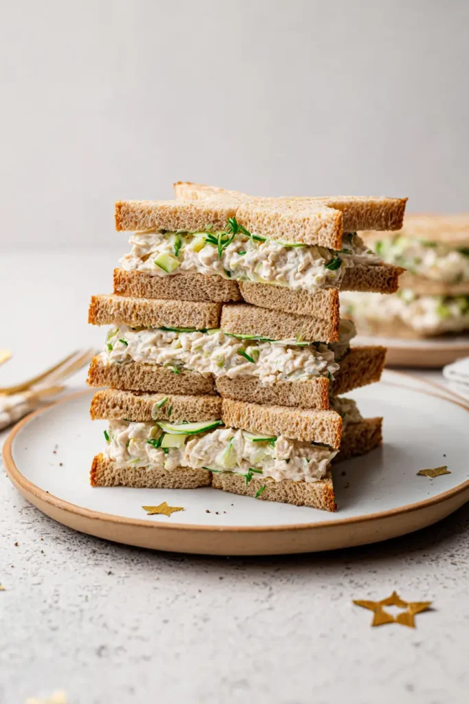 Chicken Mayo Star Sandwich served as festive party appetizer