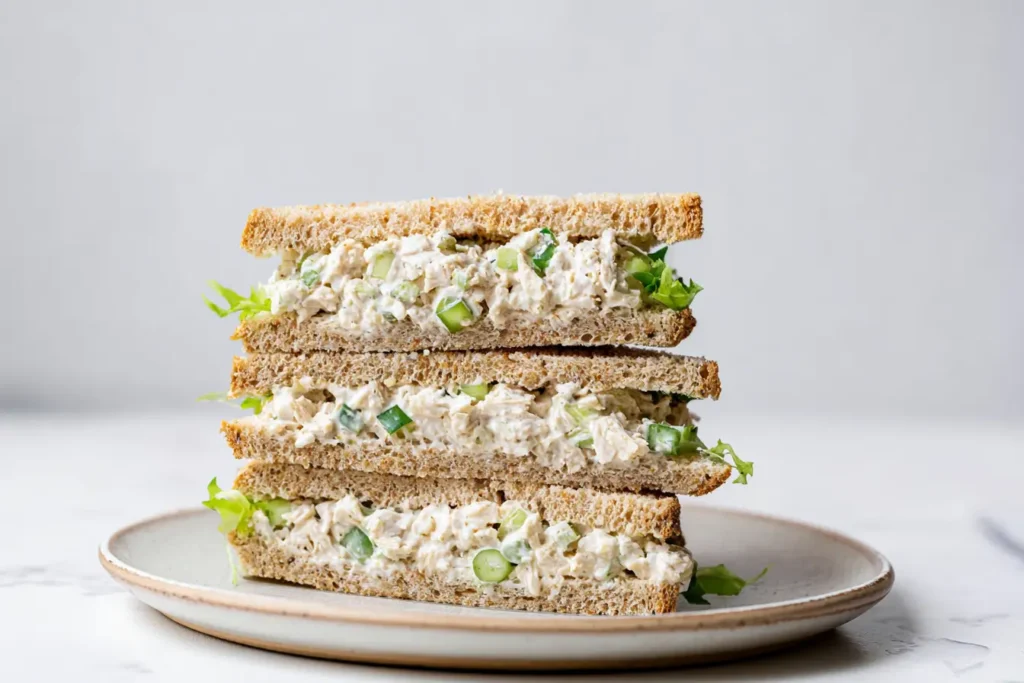 Chicken Mayo Star Sandwich stacked with creamy filling and cucumber