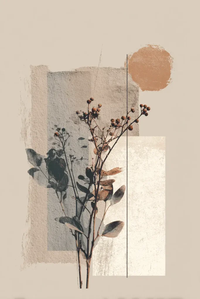 The 11 Best Japanese Christmas Cards to Use This Season 4 Japanese Christmas Card displaying minimalist dried botanical elements in earthy wabi-sabi tones